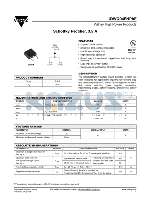 30WQ04FNTRL datasheet - Schottky Rectifier, 3.5 A