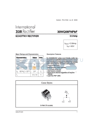 30WQ06FNTRL datasheet - SCHOTTKY RECTIFIER 3.5 Amp