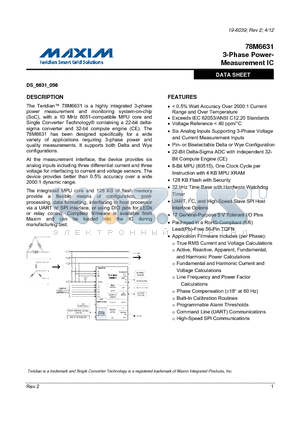 78M6631-IM/F datasheet - 3-Phase Power-Measurement IC