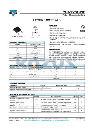 30WQ06FNTRLPBF datasheet - Schottky Rectifier, 3.5 A