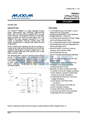 78M6631-IMR/F datasheet - 3-Phase Power-Measurement IC