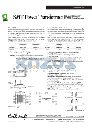 A9967-AL datasheet - SMT Power Transformer