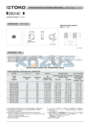 A997AS-120M datasheet - Fixed Inductors for Surface Mounting