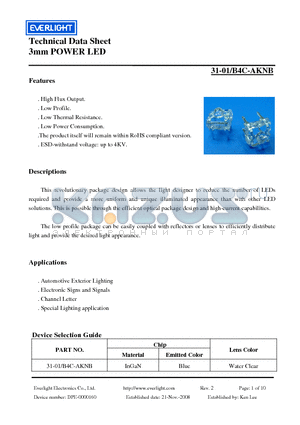 31-01-B4C-AKNB_08 datasheet - 3mm POWER LED