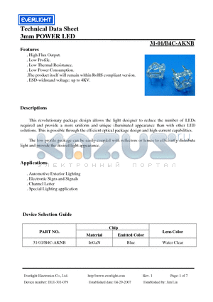 31-01/B4C-AKNB datasheet - 3mm POWER LED