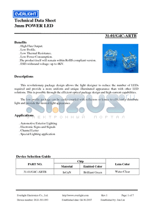 31-01/G4C-ARTB datasheet - 3mm POWER LED