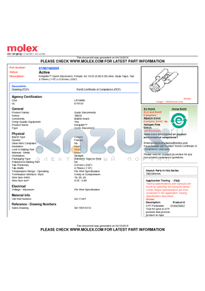 AA-1134T datasheet - Krimptite Quick Disconnect, Female, for 18-22 (0.80-0.35) Wire, Mylar Tape, Tab2.79mm (.110