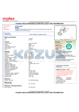 AA-1137-032T datasheet - Krimptite Quick Disconnect, Female, for 18-22 (0.80-0.35) Wire, Mylar Tape, Tab4.75mm (.187