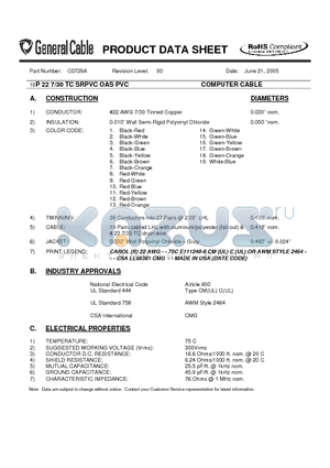 C0729A datasheet - COMPUTER CABLE