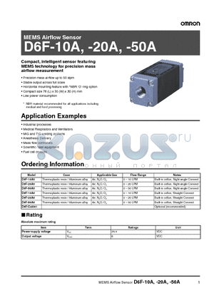 D6F-10A6 datasheet - MEMS Airflow Sensor
