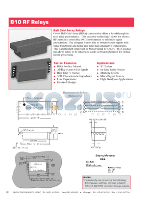 B10 datasheet - RF Relays