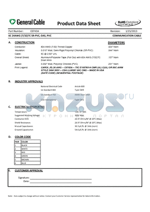 C0743A datasheet - COMMUNICATION CABLE