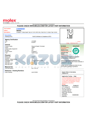 AA-1715-10T datasheet - Krimptite Snap Spade Tap for 18-22 AWG Wire, Stud Size 10, Mylar Tape Carrier