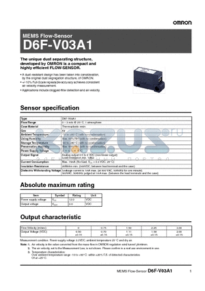 D6F-V03A1 datasheet - MEMS Flow-Sensor