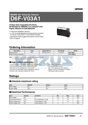 D6F-V03A1_10 datasheet - MEMS Air Velocity Sensor