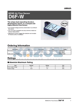 D6F-W datasheet - MEMS Air Flow Sensor