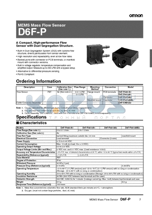 D6F-P0010A2 datasheet - MEMS Mass Flow Sensor