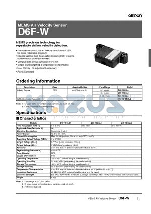 D6F-W01A1 datasheet - MEMS Air Velocity Sensor