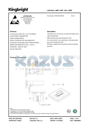 APHK1608PBC-A datasheet - 1.6x0.8mm SMD CHIP LED LAMP