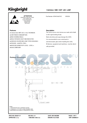 APHK1608TGC datasheet - 1.6x0.8mm SMD CHIP LED LAMP