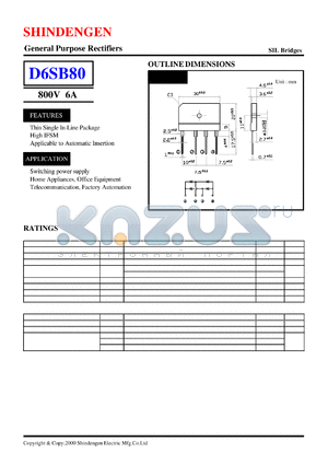 D6SB80 datasheet - General Purpose Rectifiers(800V 6A)