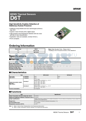 D6T datasheet - High Sensitivity Enables Detection of Stationary Human Presence