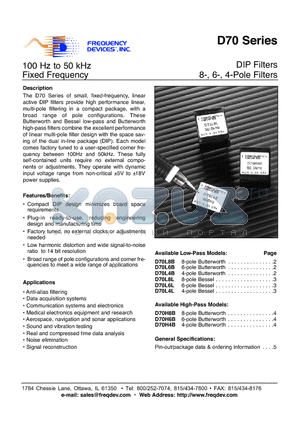 D70L6L datasheet - DIP Filters 8-, 6-, 4-Pole Filters