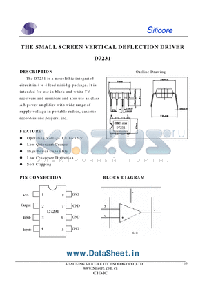 D7231 datasheet - THE SMALL SCREEN VERTICAL DEFLECTION DRIVER