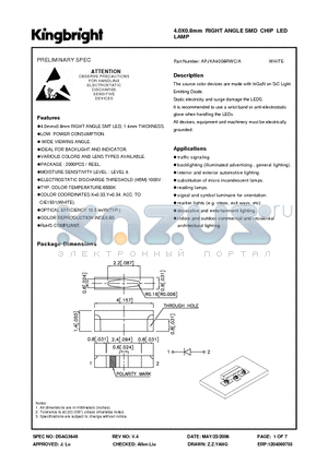 APJKA4008RWC-A datasheet - 4.0X0.8mm RIGHT ANGLE SMD CHIP LED LAMP