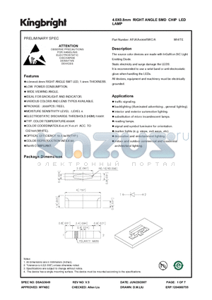 APJKA4008RWC/A datasheet - 4.0X0.8mm RIGHT ANGLE SMD CHIP LED LAMP