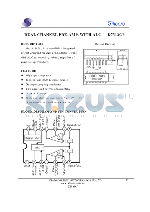 D7312CP datasheet - DUAL CHANNEL PRE-AMP. WITH ALC
