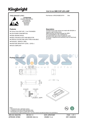 APK3216QBC-D-F01 datasheet - 3.2x1.6 mm SMD CHIP LED LAMP