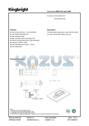 APK3216SECK-F01 datasheet - 3.2x1.6 mm SMD CHIP LED LAMP