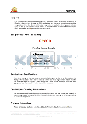 EN25F32 datasheet - 32 Megabit Serial Flash Memory with 4Kbytes Uniform Sector