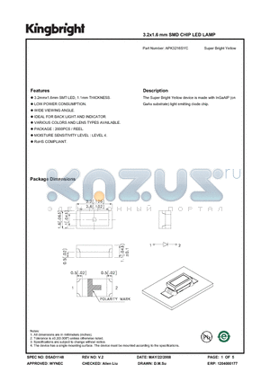 APK3216SYC_08 datasheet - 3.2x1.6 mm SMD CHIP LED LAMP