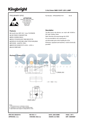 APK3520PBC-A-F01 datasheet - 3.5x2.0mm SMD CHIP LED LAMP