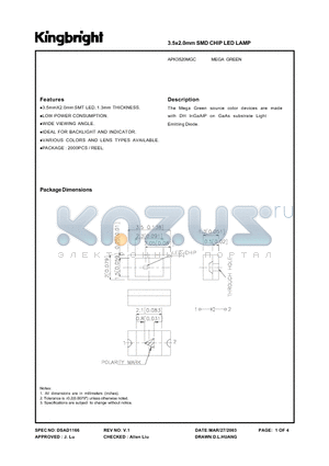 APK3520MGC datasheet - 3.2x2.0mm SMD CHIP LED LAMP