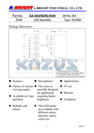 AA-3A4-4G-KLH340_09 datasheet - 3mm LED Assembly