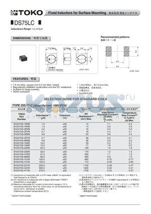 B1047AS-330M datasheet - Fixed Inductors for Surface Mounting