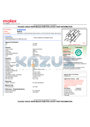 AA-4168T datasheet - VibraKrimp Quick Disconnect Flag, Female, for 18-22 AWG Wire, Mylar Tape Carrier