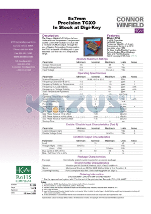 D75J datasheet - 5x7mm Precision TCXO In Stock at Digi-Key