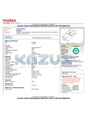 AA-8140 datasheet - Avikrimp Quick Disconnect, Female, for 18-22 (0.80-0.35) Wire, Box, Tab 6.35mm(.250