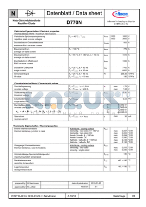 D770N datasheet - Netz-Gleichrichterdiode Rectifier Diode