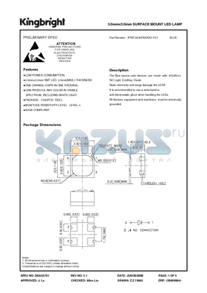 APKF3030PBAXXC-F01 datasheet - 3.0mmx3.0mm SURFACE MOUNT LED LAMP