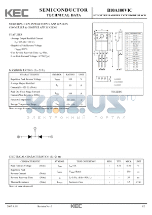 B10A100VIC datasheet - SCHOTTKY BARRIER TYPE DIODE STACK