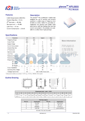 APL0855 datasheet - PLL Module