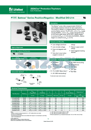 B1100CARPTR datasheet - The Battrax^ series offers programmable SIDACtor^ overvoltage protection devices