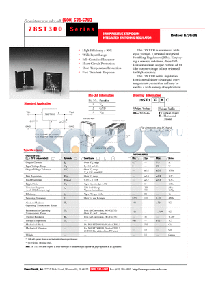 78ST300 datasheet - 3 AMP POSITIVE STEP-DOWN INTEGRATED SWITCHING REGULATOR