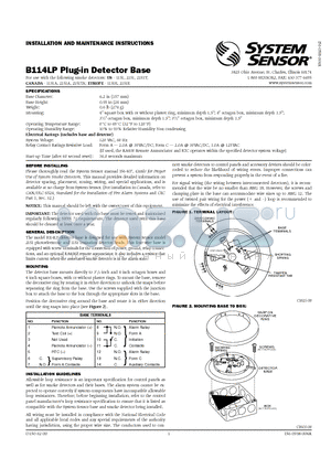 B114LP datasheet - Plug-in Detector Base