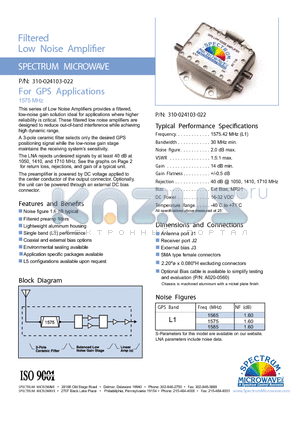 310-024103-022 datasheet - Filtered Low Noise Amplier